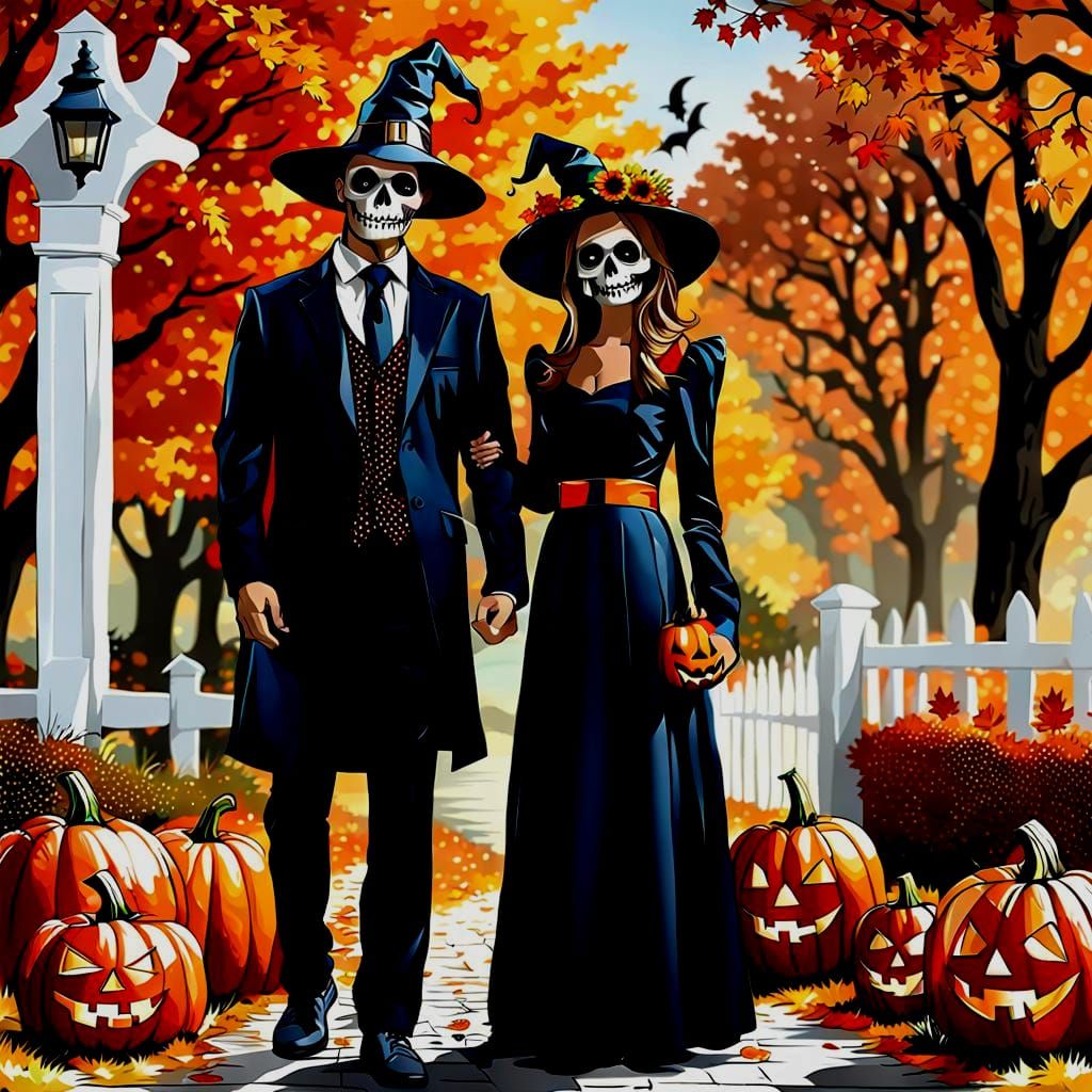 Autumn Halloween Scene with Custom Decor