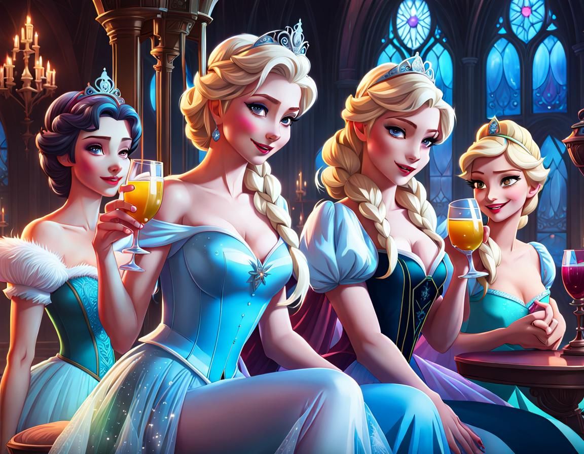 Ladies night out, Elsa, Snow White, Cinderella, Tinkerbell