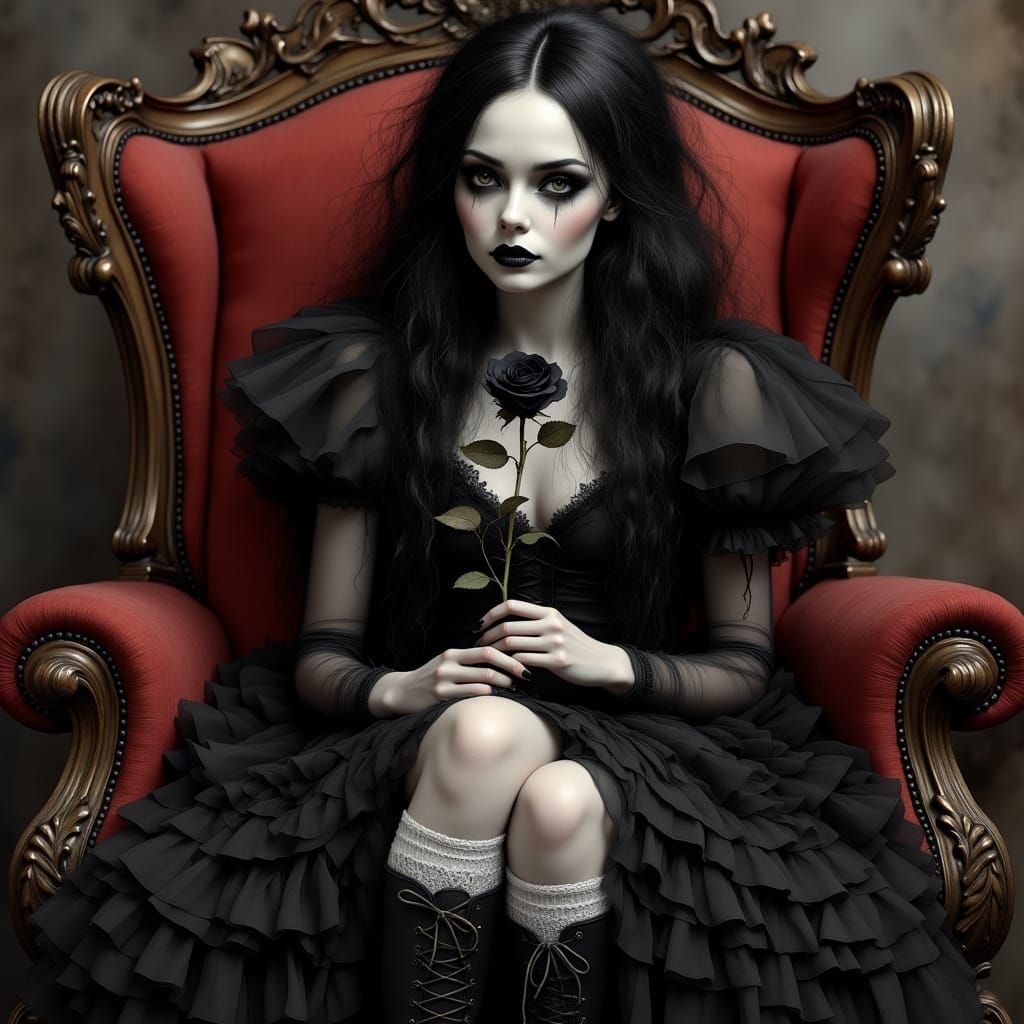 Regal Gothic Beauty in Victorian Elegance