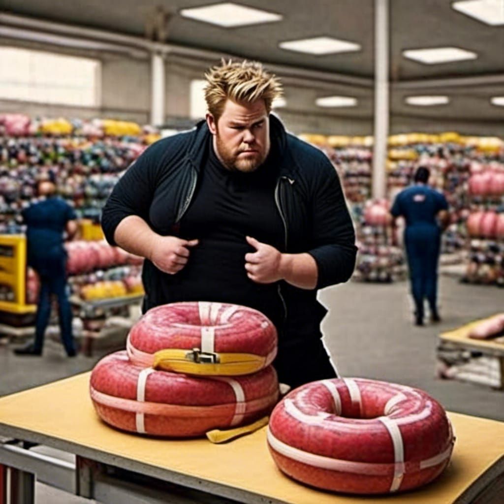 Extremely Overweight Man Strapped to Bed, Close-Up Portrait