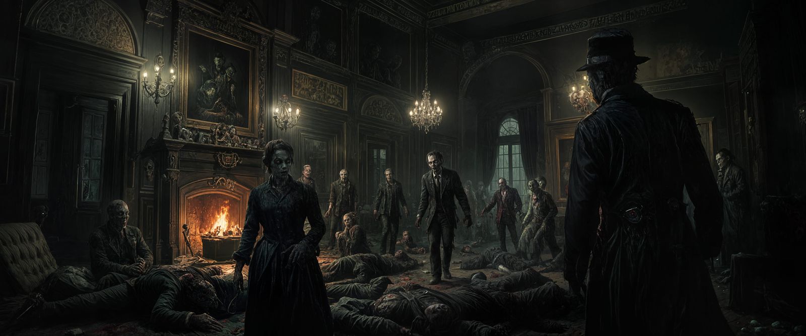 Noir Horror: Zombies Invade Victorian Mansion
