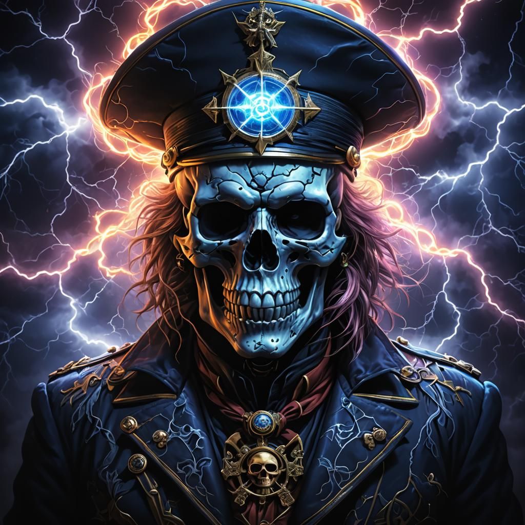 Skull Ablaze with Fractal Lightning