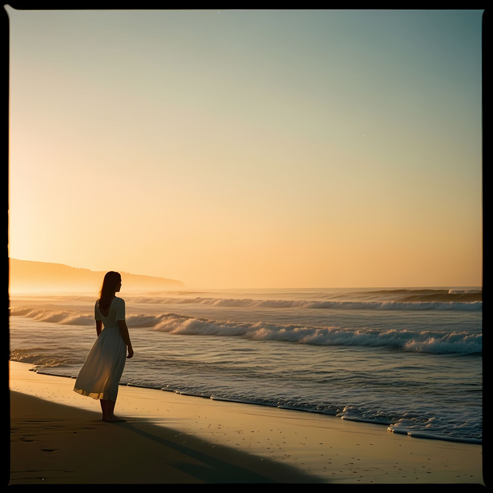Dramatic Beach Scene: Cinematic Film Still