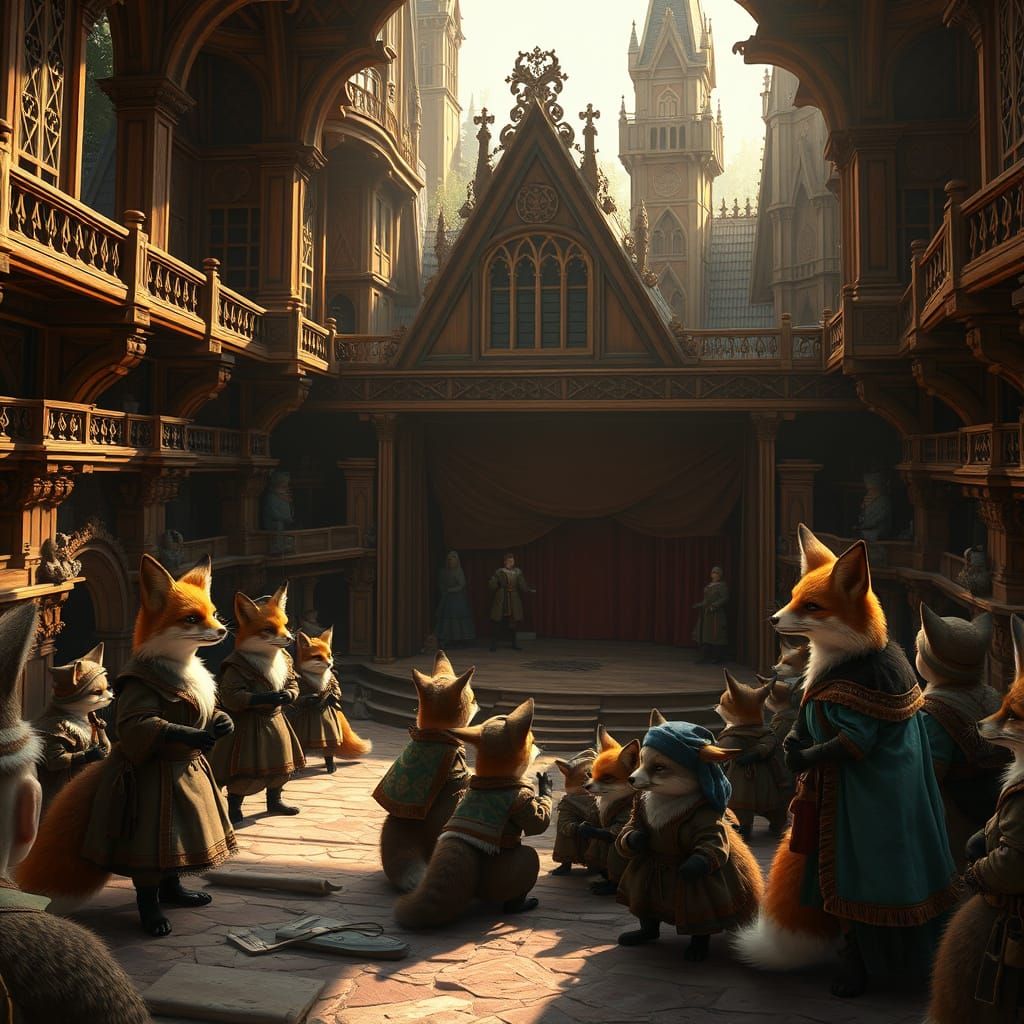Whimsical Foxes Build Shakespearean Theater in Fantasy Chari...