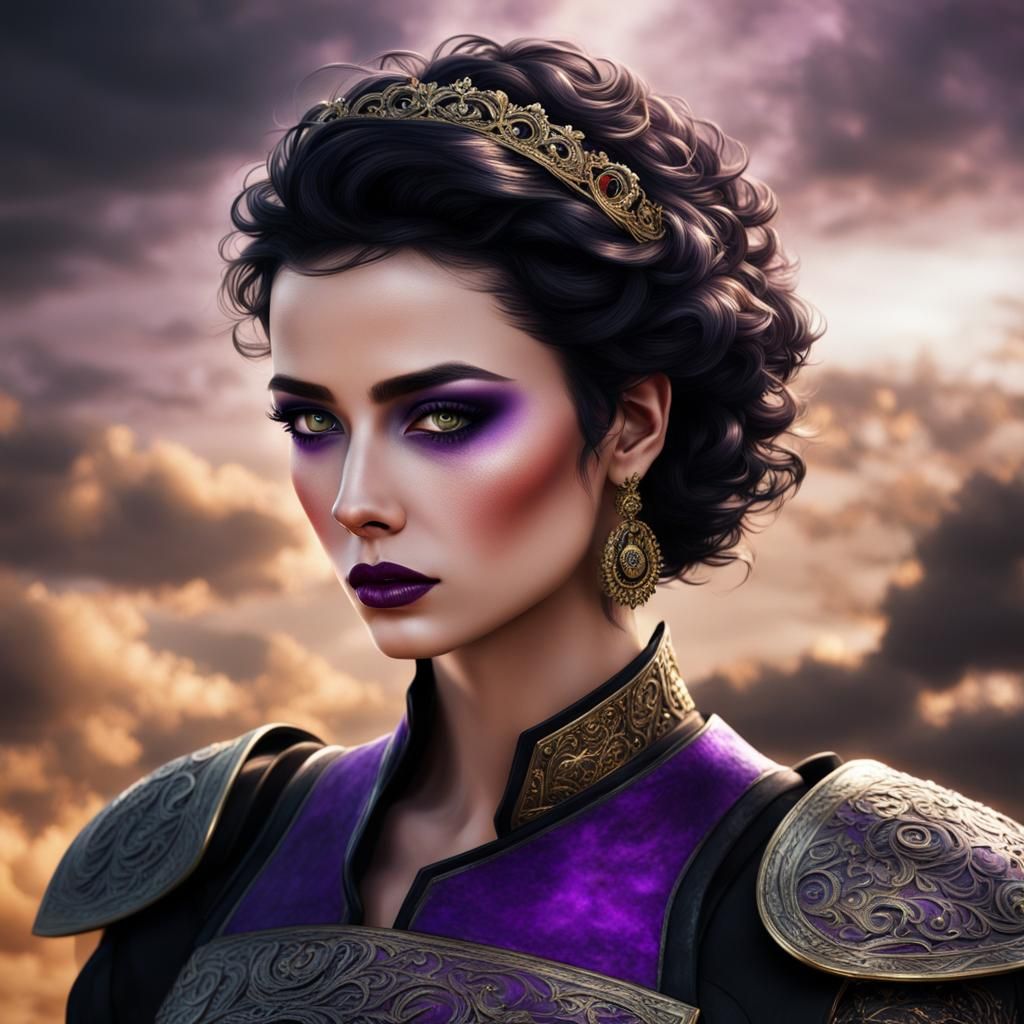 Hyperrealistic Warrior Girl with Golden Eyes