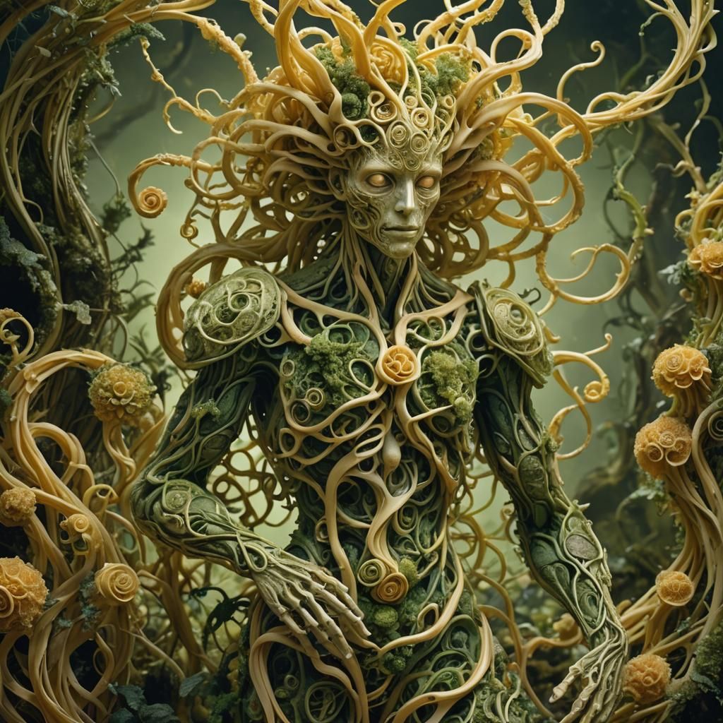 Pasta and Fungus Biomechanical Sculpture