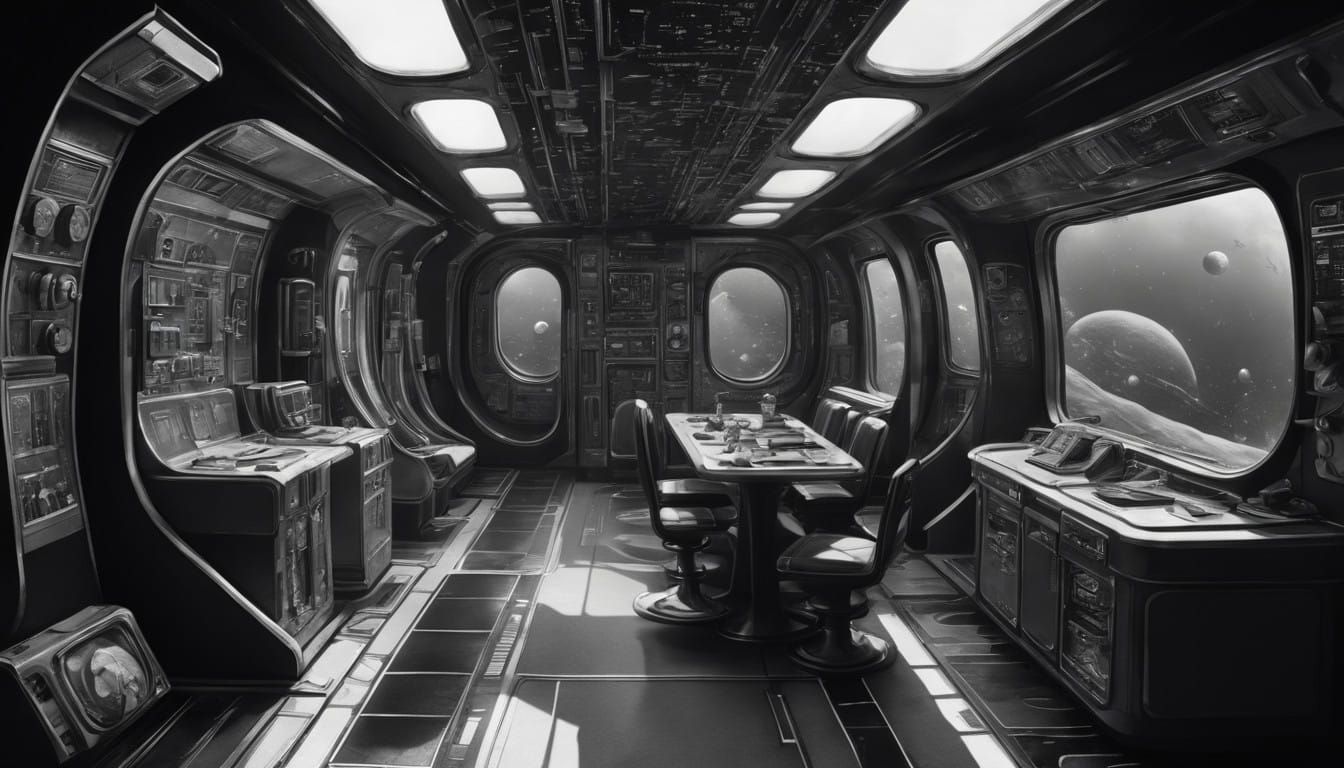 Vintage Spacecraft Interior in Noir Style