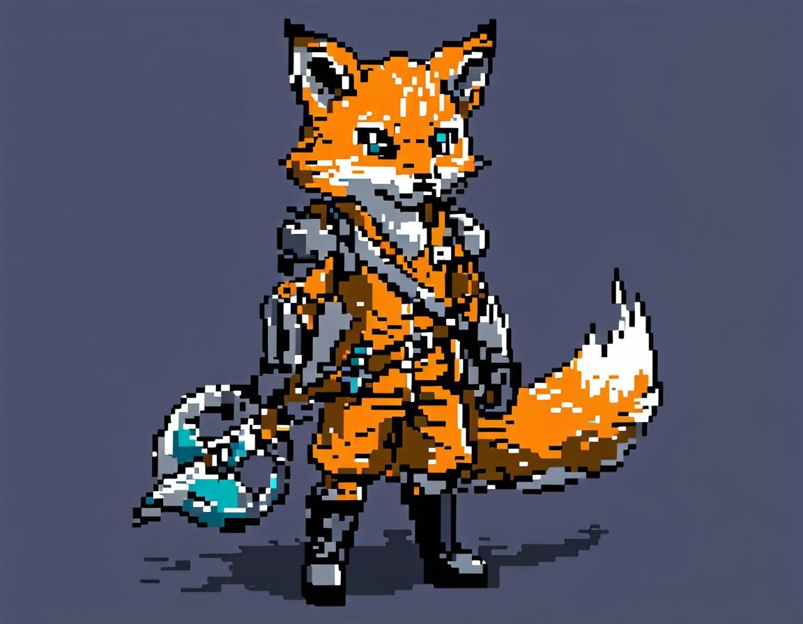 Pixel-Art Fox with Big Pixelated Effect