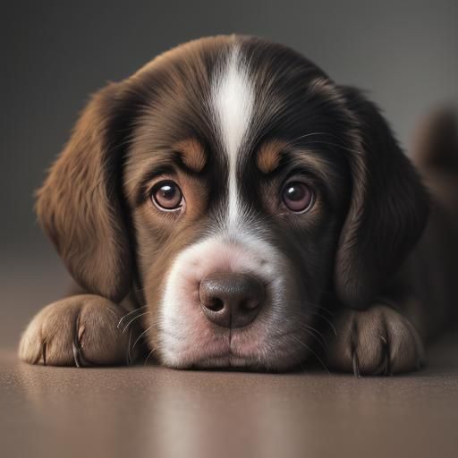 Puppy Portrait with Bones in Studio Lighting