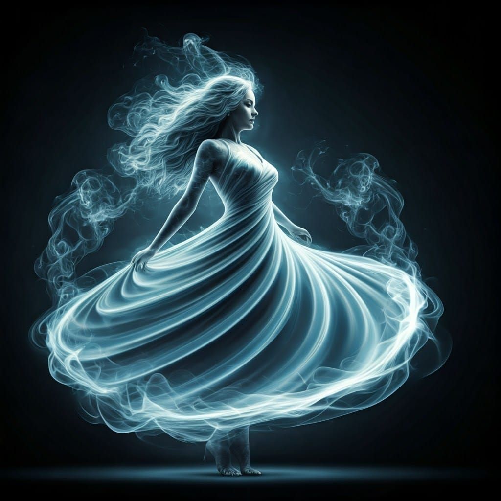 Ethereal Smoke Dancer in a Whirling Vortex