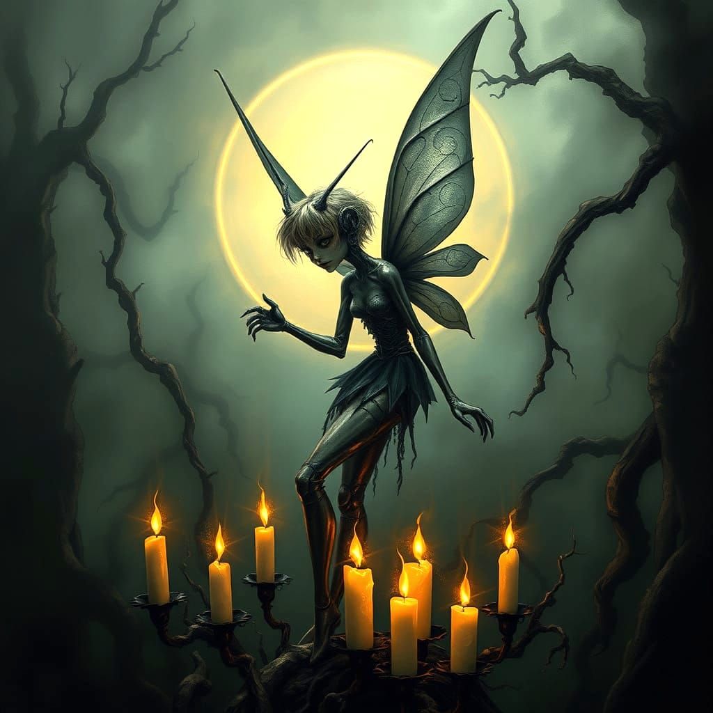 Dark Fae in a Twisted Surreal Landscape