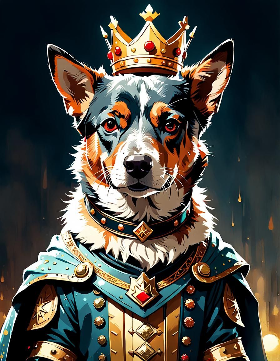 Australian Cattle Dog King, Digital Art Illustration