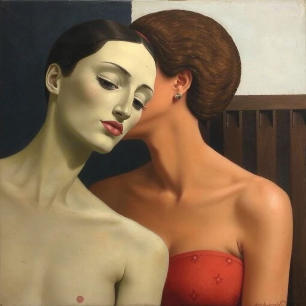 Constructivist Allegory: A Pointillist Oil Painting