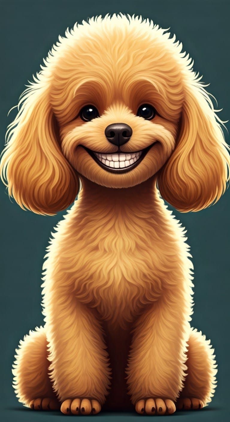 Mischief Maker Toy Poodle in Whimsical Watercolor Style