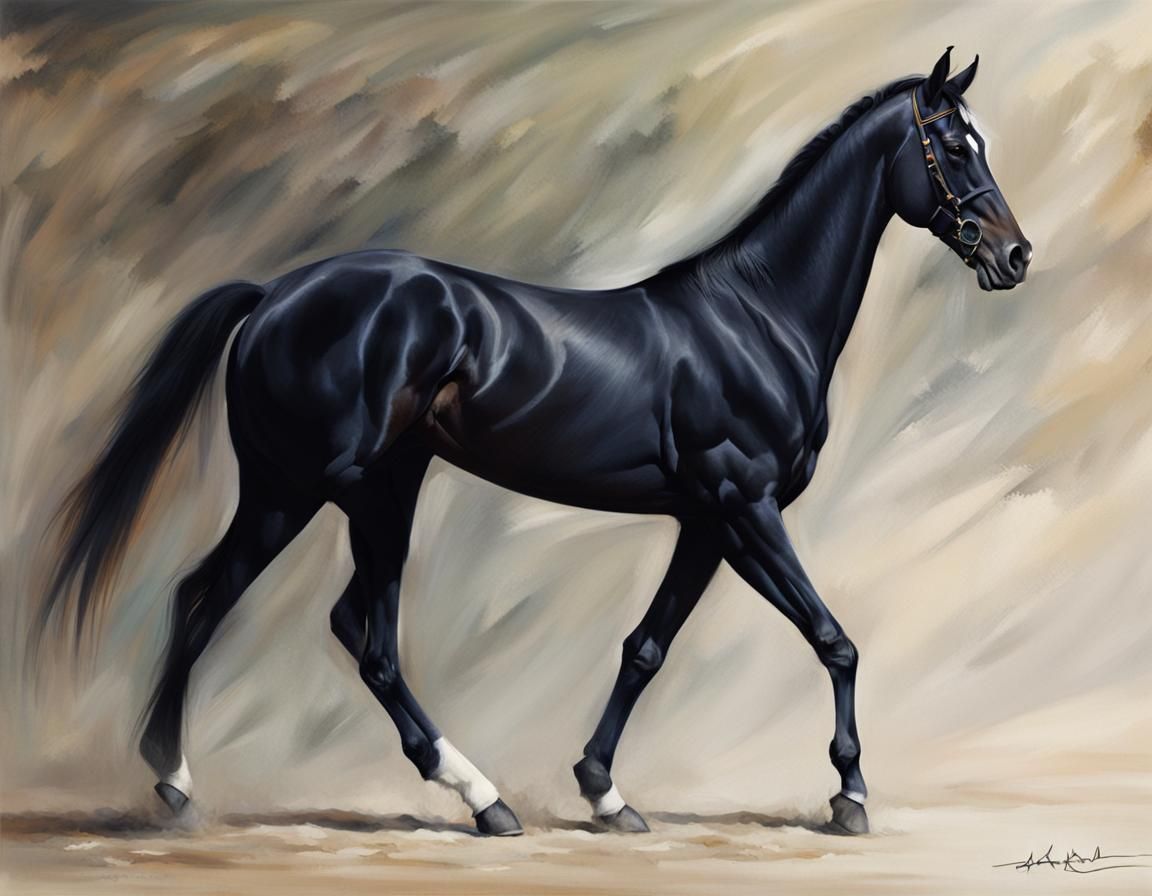 Magnificent Black Akhal-Teke Horse