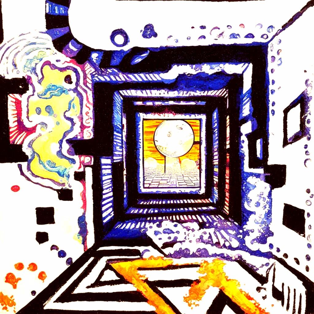 Psychedelic Corridor: Stamp with Spatial Illusion