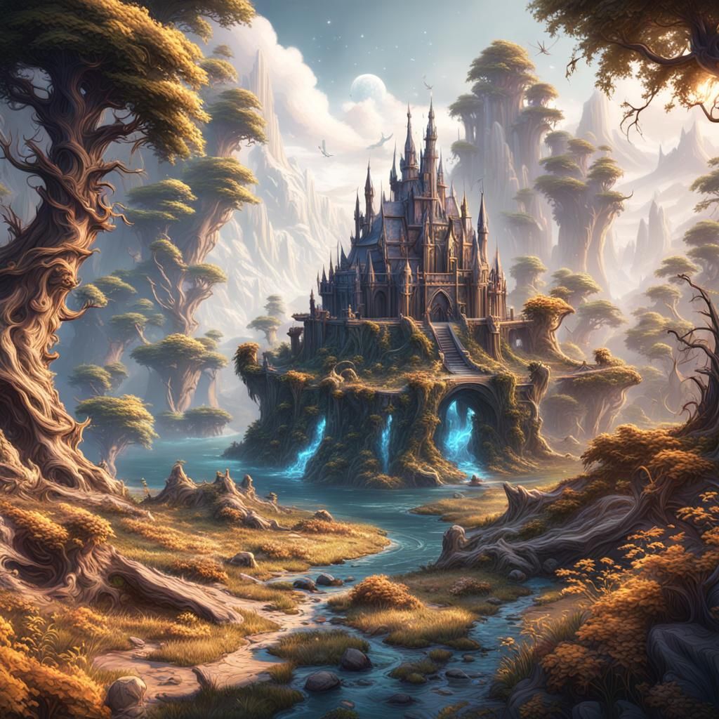 Fairies' Vale: Detailed Matte Painting in Deep Color