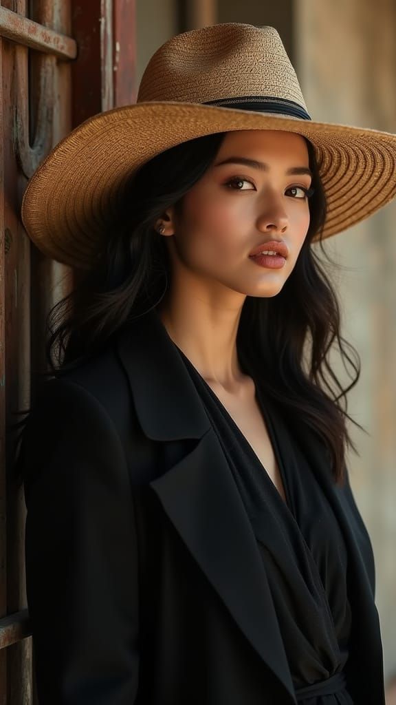 Woman in Straw Hat: Hyperrealistic Cinematic Portrait