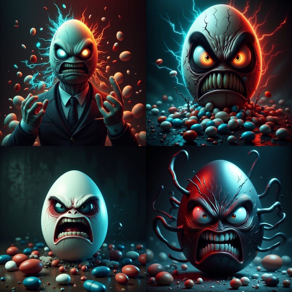 Cyberpunk Egg Morpheus in the Matrix: Red and Blue Pill Dile...