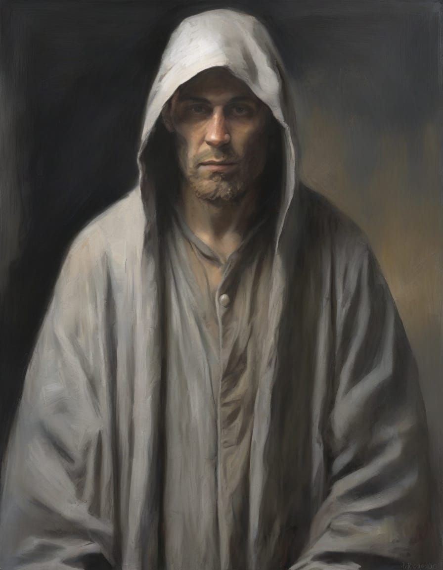 Ashen Priest Portrait in Soot and Ash