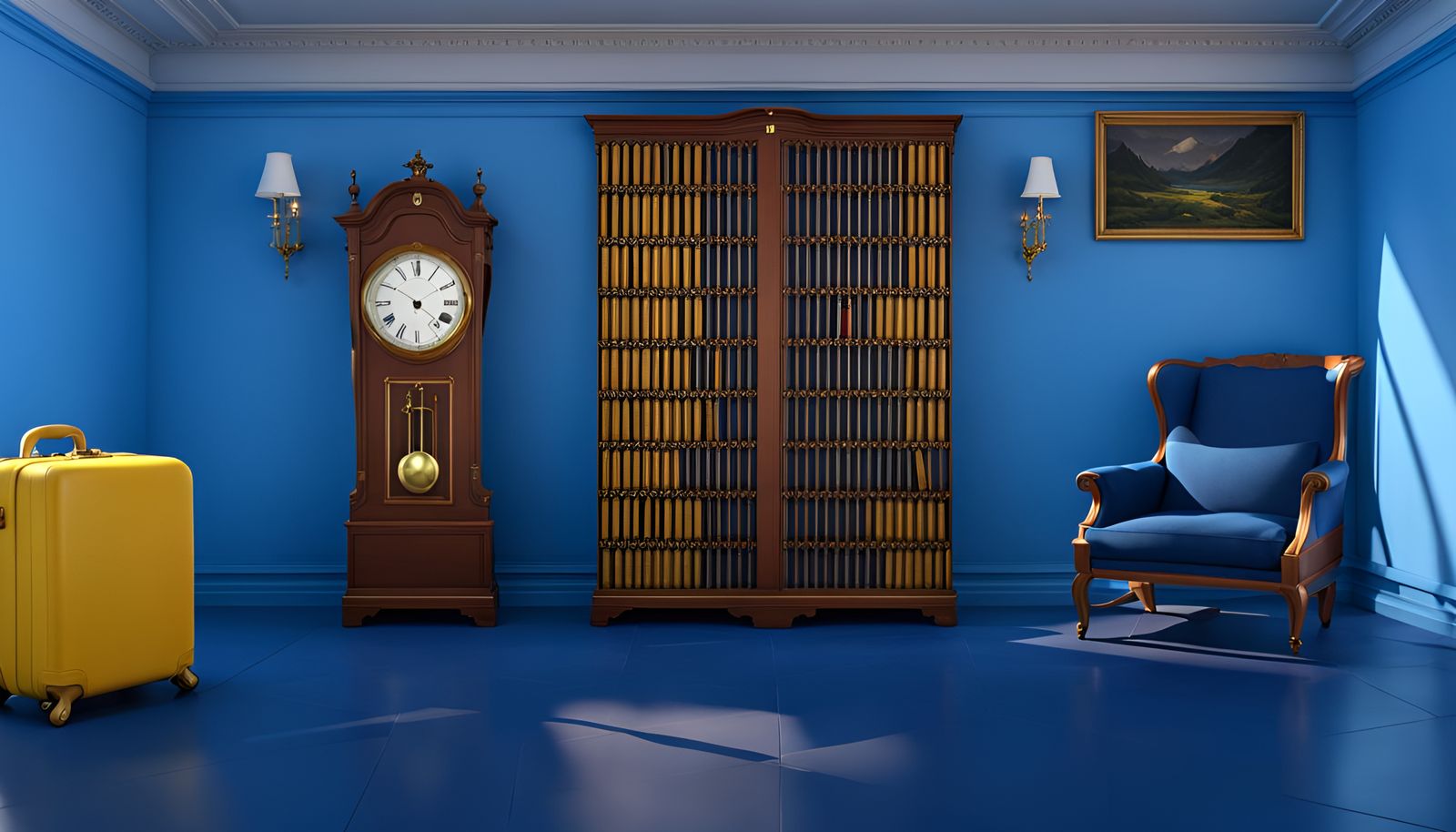 Anime Style Reading Room with Blue Accents