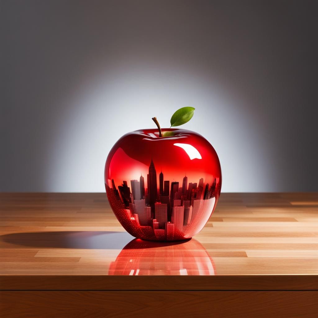 Cityscape Reflected in Apple Skin