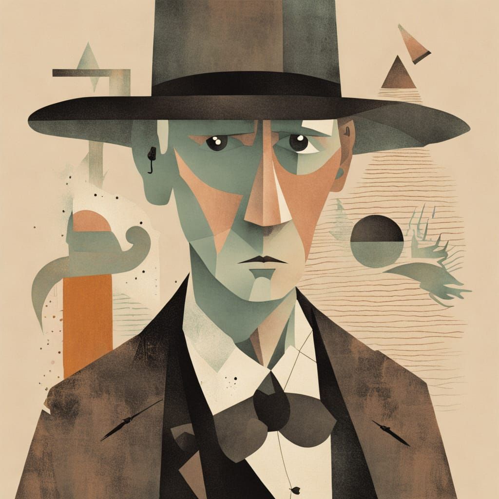 Dadaist Geometric Portrait of a Wild West Undertaker