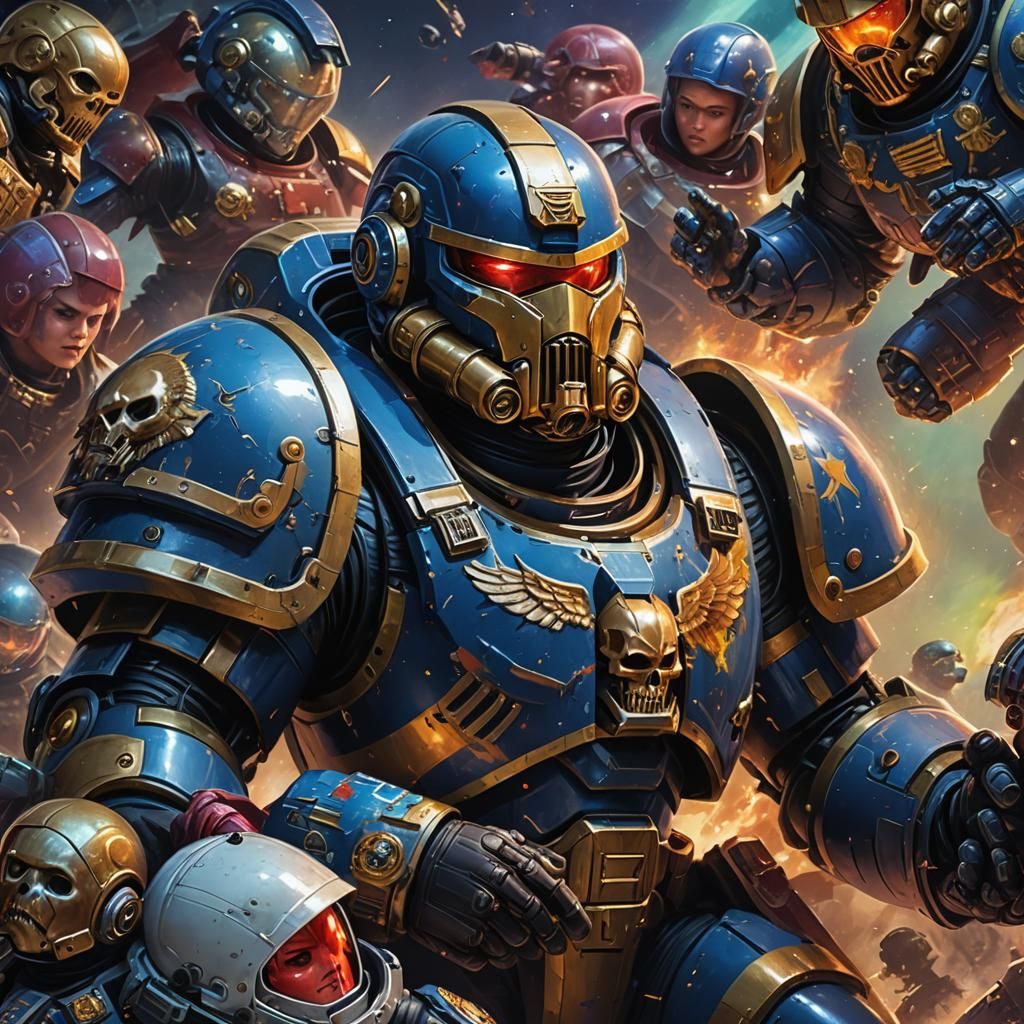 Space Marine's Playtime: A Hyper-Detailed Digital Portrait