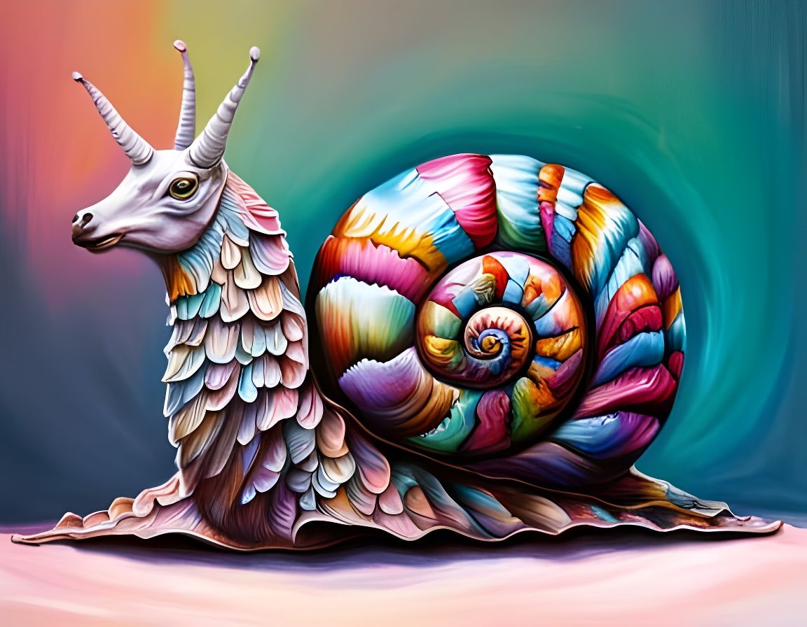 Pastel Graffiti Snail with Horse Face