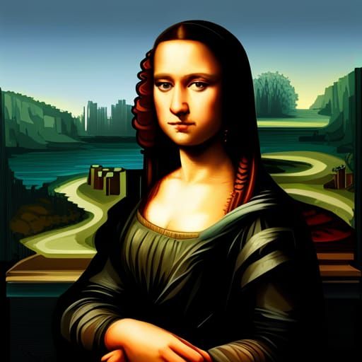 Mona Lisa in 8-bit Pixel Art Style