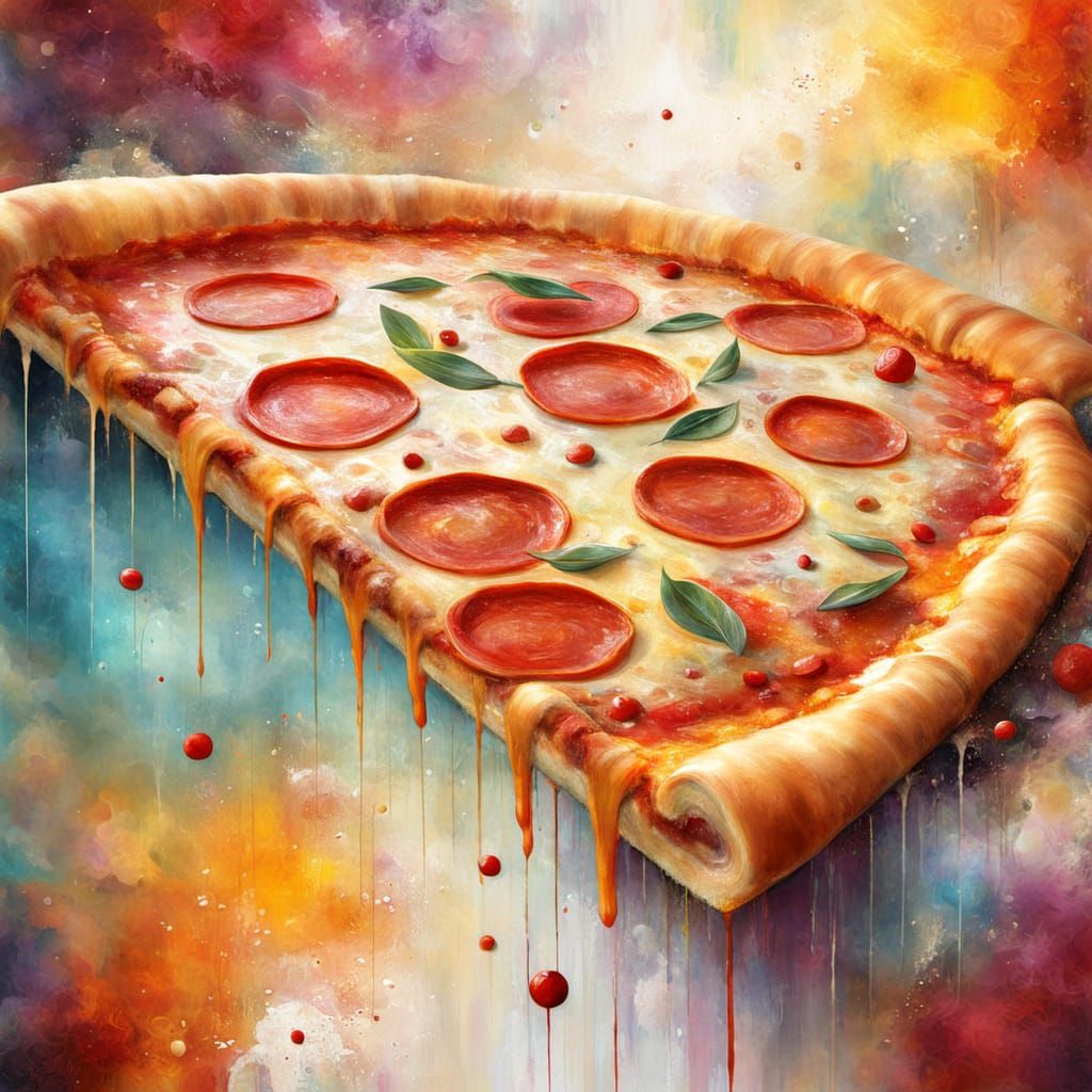 Giant Pizza Planet in Vintage Abstract Style