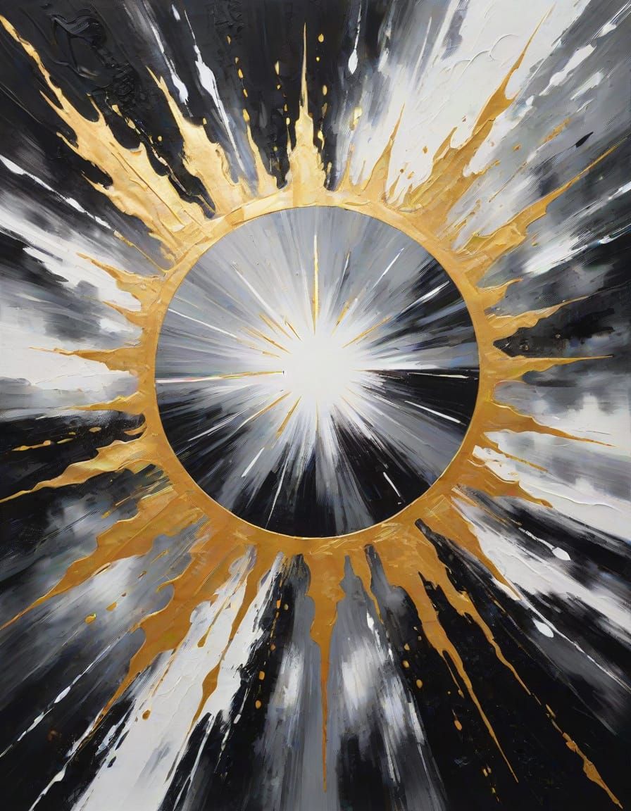 Golden Sunburst in Abstract Acrylic