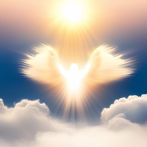 Angelic Figure in Sunrise with Sun Halo