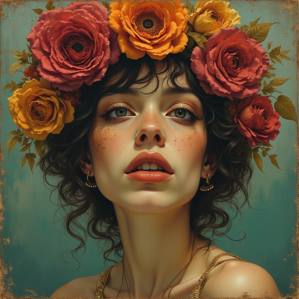 Vibrant Portrait of a Victorious Figure in Sepia Tones