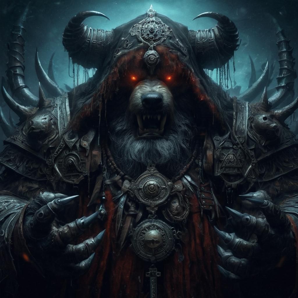 Ominous Kodiak Bear Summoner in Darkness