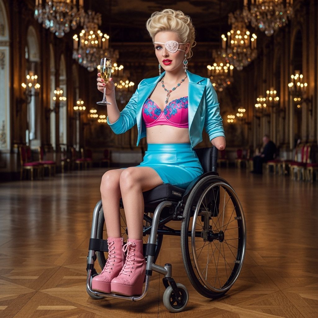 Confident Woman in Wheelchair at Parisian Ball