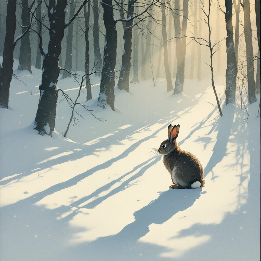 Surreal Winter Scene in Serene Morning Light