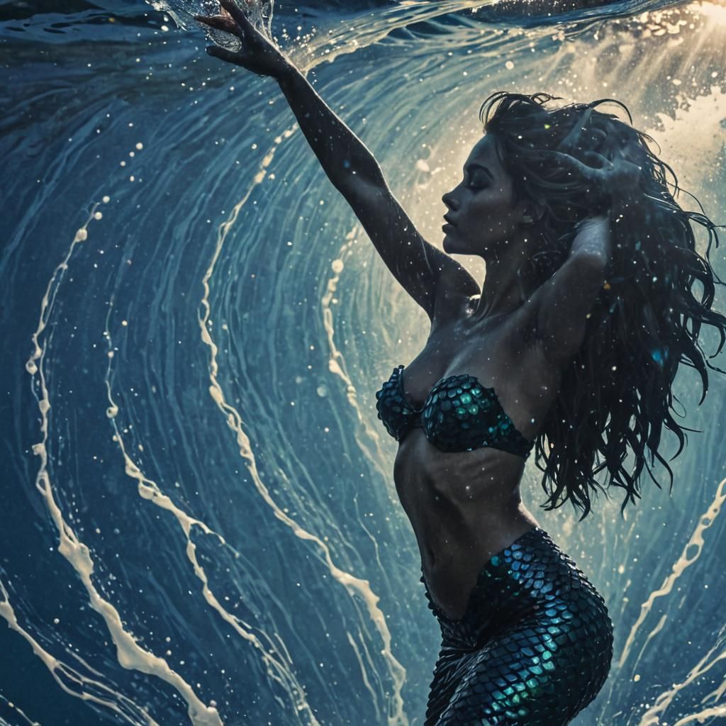 Mermaid Ink Spatter Silhouette Surfacing