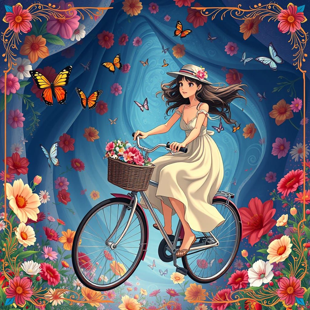 Whimsical Summer Fantasy in Vibrant Floral Style