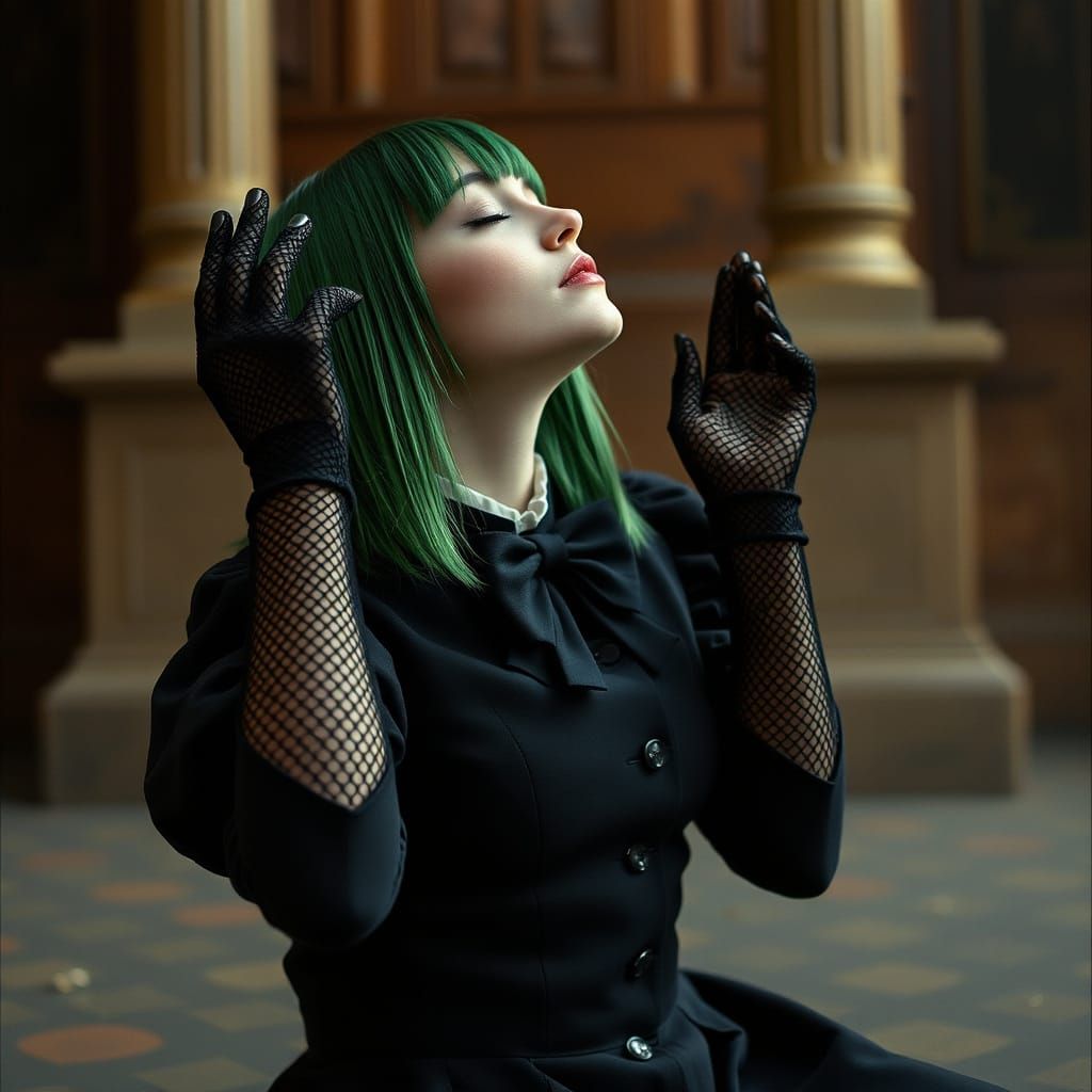 Goth Victorian Woman in Cinematic Mourning