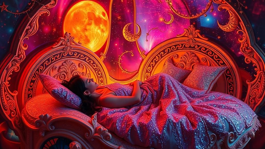 Surreal Solar Lunar Bed in Dreamlike Fairytale Style