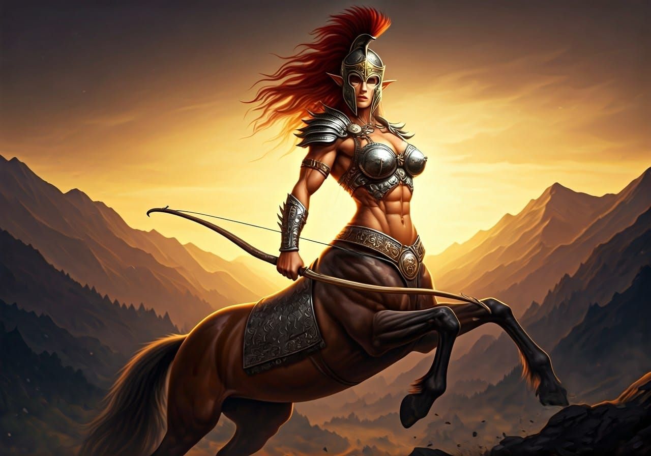 Female Centaur Warrior in Frank Frazetta Style