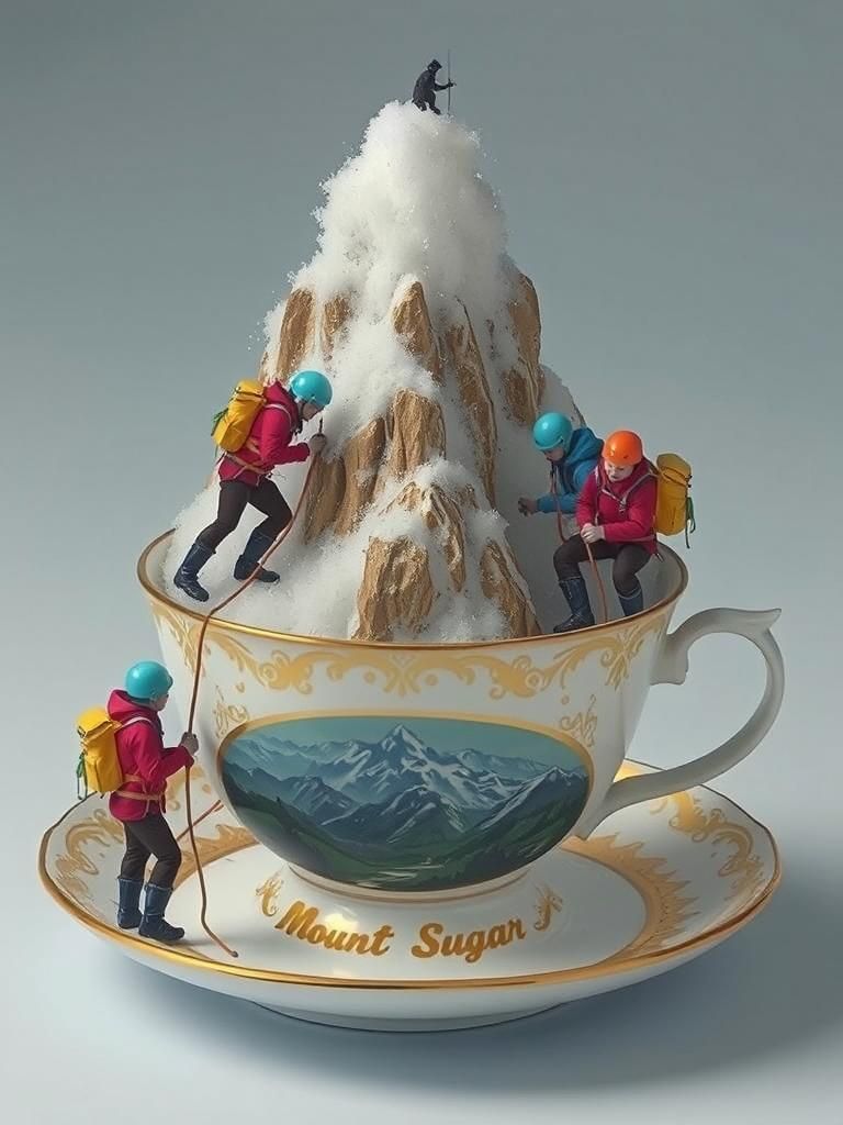 With one climber at the summit the rest of the team scale th...