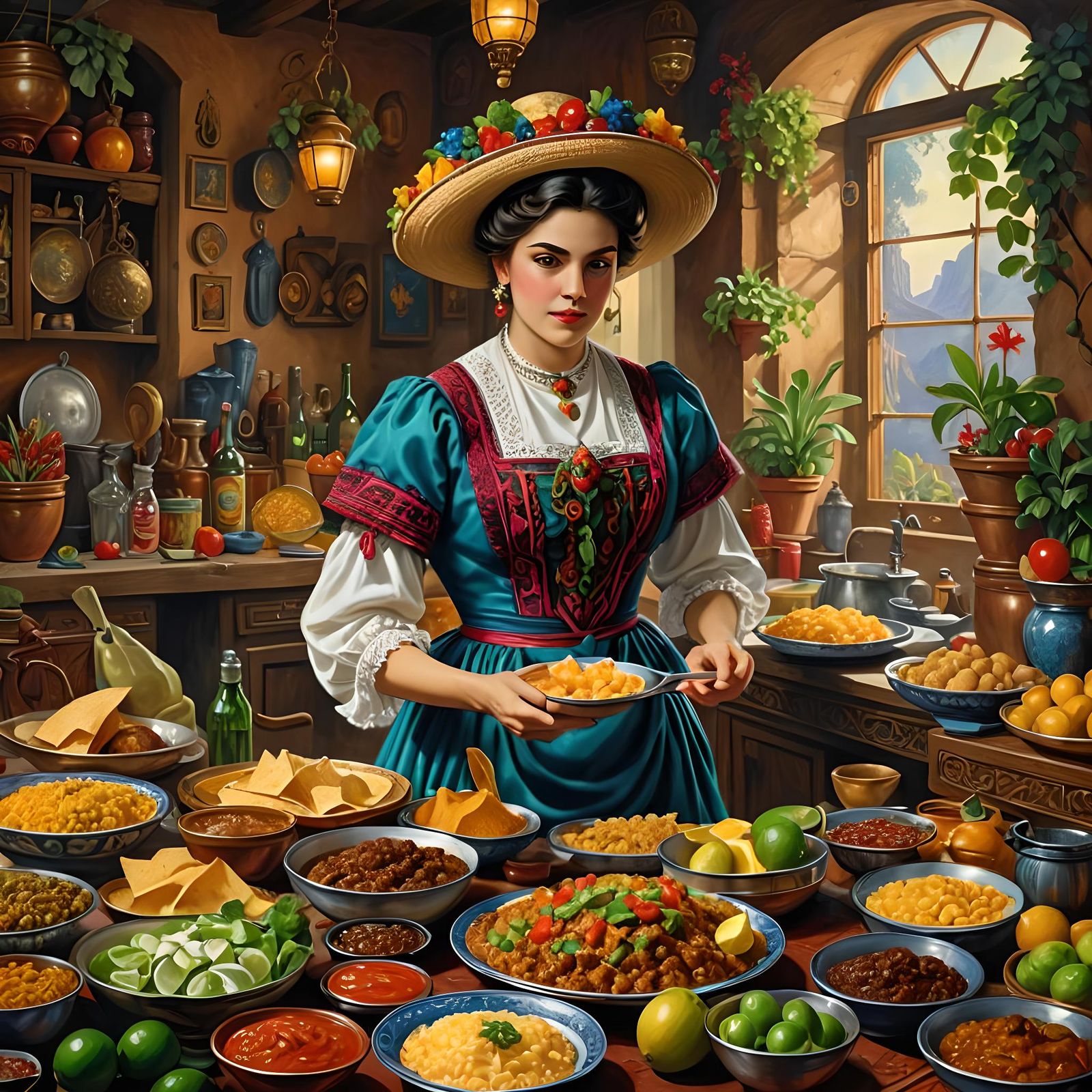 Delicious Retro Mexican Cuisine Illustration