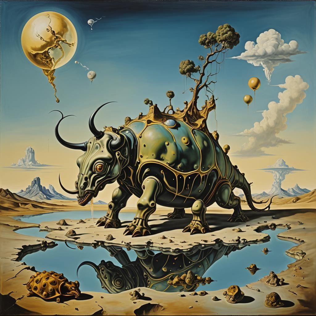 Surreal Euoplocephalus Melts in Oil on Canvas