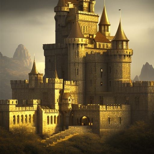 Golden Castle: Photorealistic Concept Art in 8k