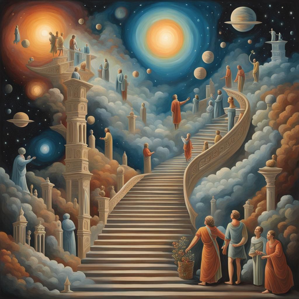 Celestial Staircase: A Surreal Journey of Growth
