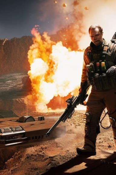 Hyperrealistic Soldier Portrait in Digital Oil Painting Styl...