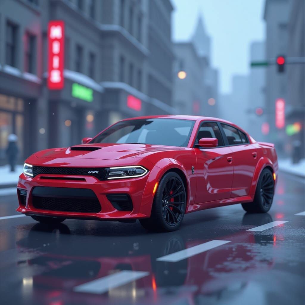 Dodge Charger F1 3D Rendered in Cinematic Videogame Style