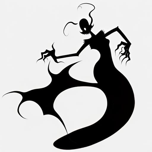 Creepy Shadow Monster Dance: Minimalist Surrealist Line Art